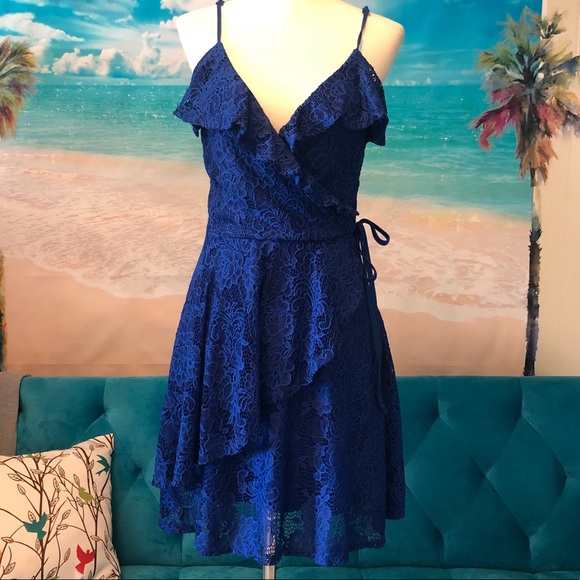 love, Fire Dresses & Skirts - Blue Lace Midi Dress